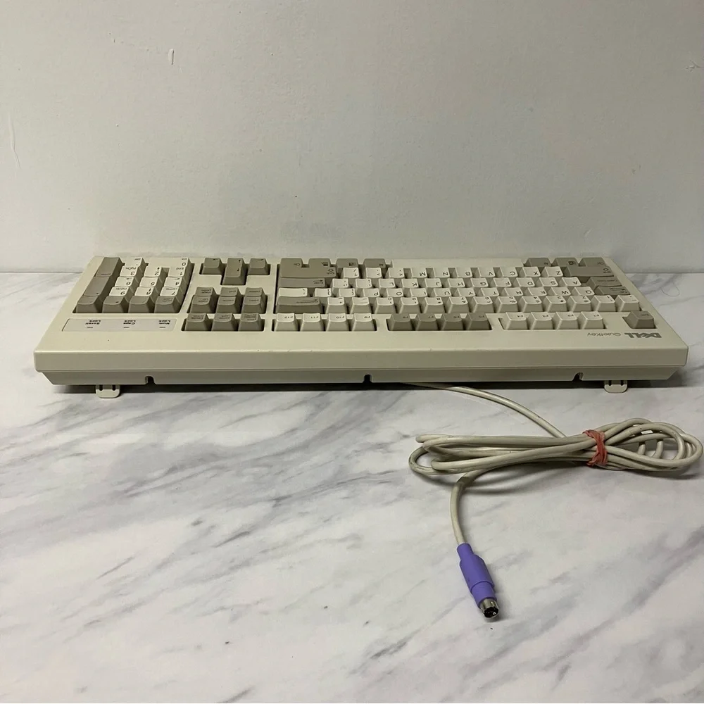 Vintage Dell QuietKey RT7D5JTW PS2 Wired Keyboard White PS/2